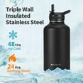 thumbnail image 2 of Botella de agua WixByti con aislamiento de 1,9 L con pajita fría, 48 H, acero inoxidable, 2 of 7