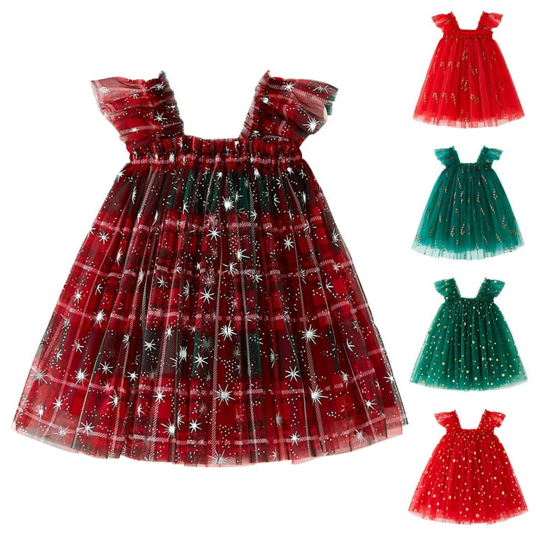 Kvplbqfd Toddler Green Christmas Dress Girls Red Velvet Christmas Cowgirl Dress Outfits Girls Size 8 Clothes Dress Up Clothes for Girls Age 8-10 Baby,