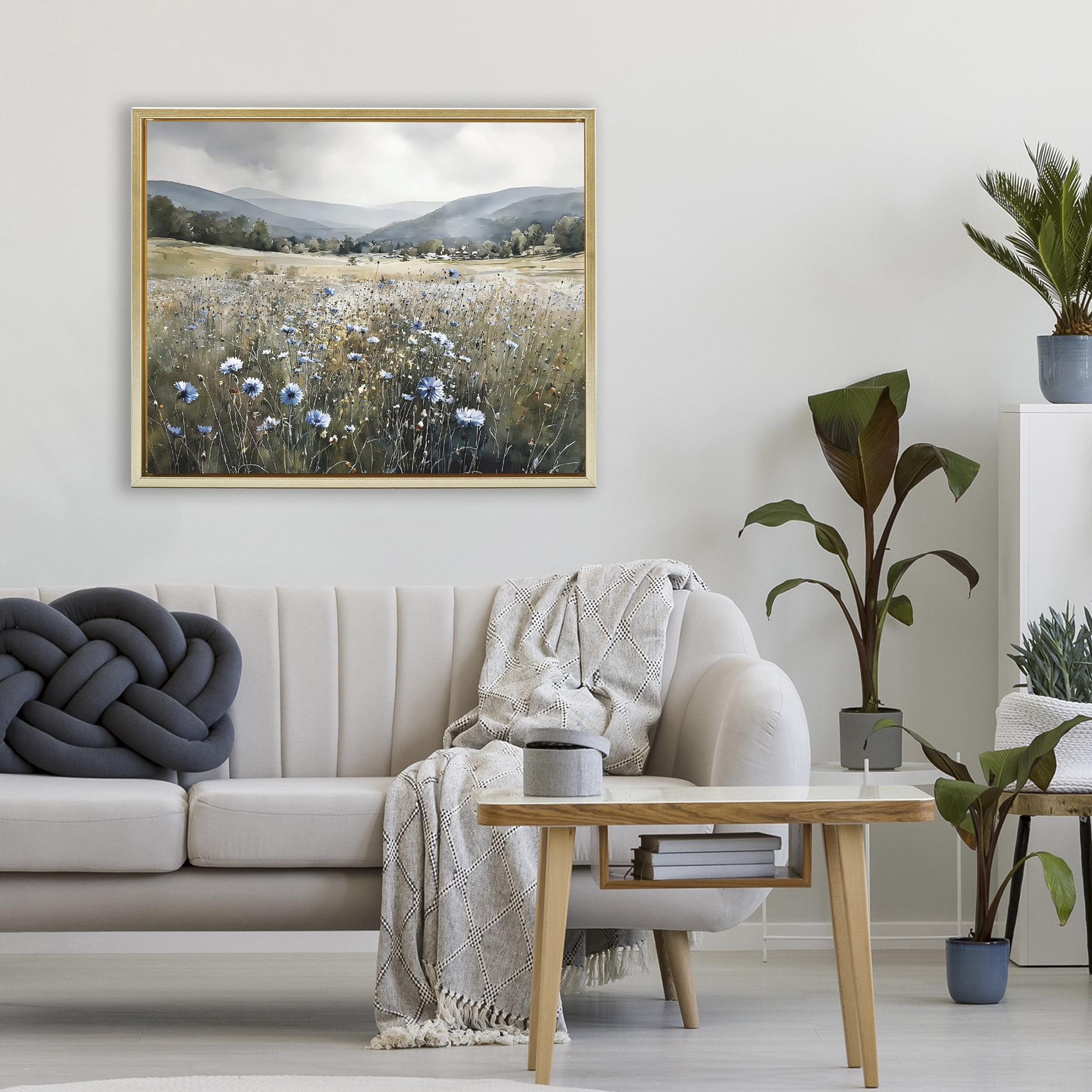 Stupell Industries Sapphire Speckled Fields Gold Framed Floater Canvas Wall Art, design by Franklyn Gregory