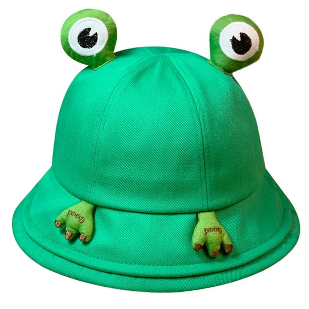 Lindo sombrero de pescador con forma de rana para niños, con circunferencia de la cabeza de 48 a 52 cm, protector solar de verano