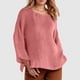 thumbnail image 2 of Camiseta de manga larga y cuello redondo de color liso para mujer: estilo informal y holgado, tejido de poliéster para los días más frescos., 2 of 5