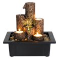 thumbnail image 1 of Small Indoor Relaxation Tabletop Fountain with Waterfall Feature, Zen Meditation Decor with Color LED Light & Natural River Rocks for Home Office, Bedroom, Living Room (Style 4), 1 of 4