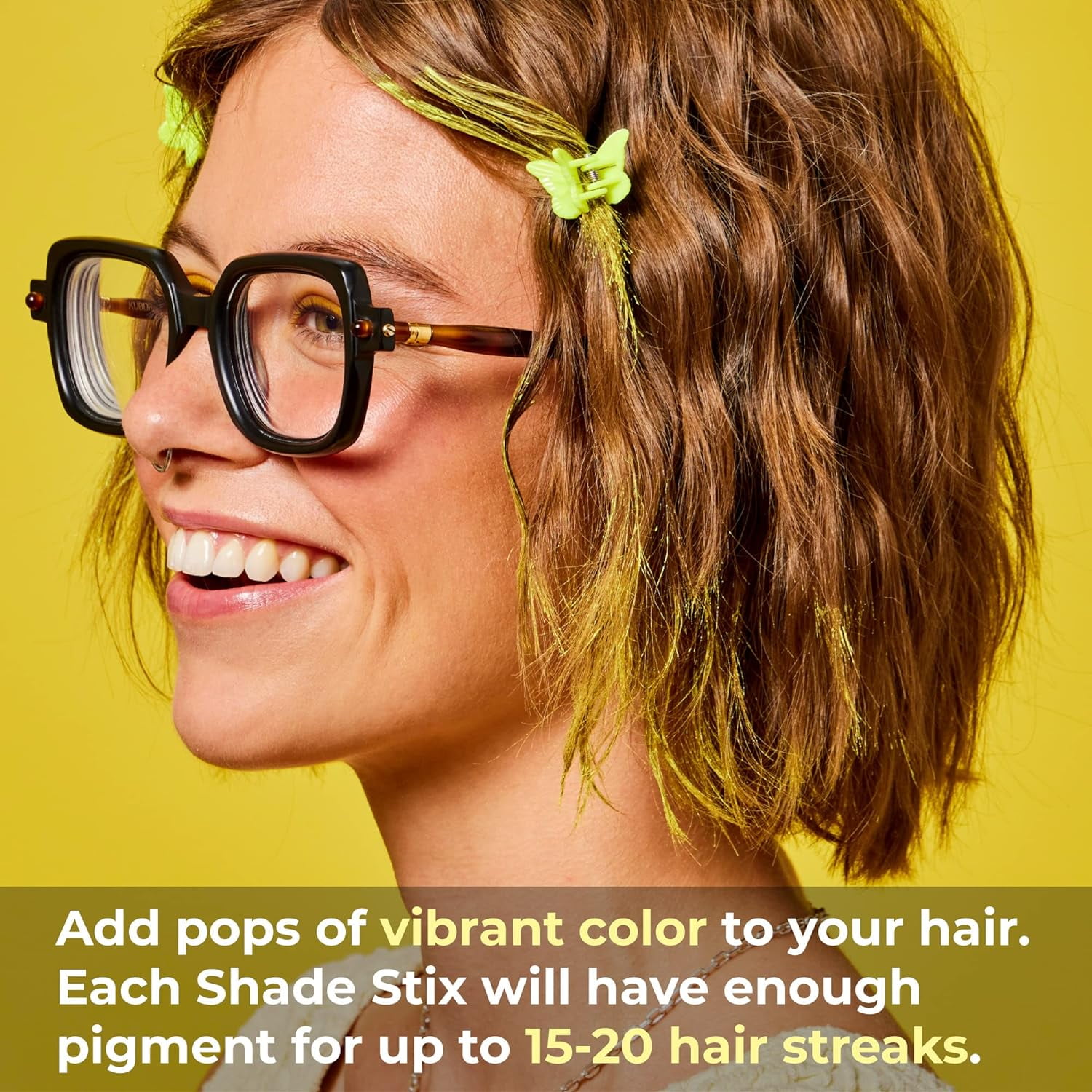 Hally Hair Shade Stix, Patent-Pending Temporary Hair Makeup, Yellow, Vegan, 12 ml