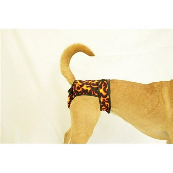 Washable Female Dog Diaper, Hot Flames - Extra Small