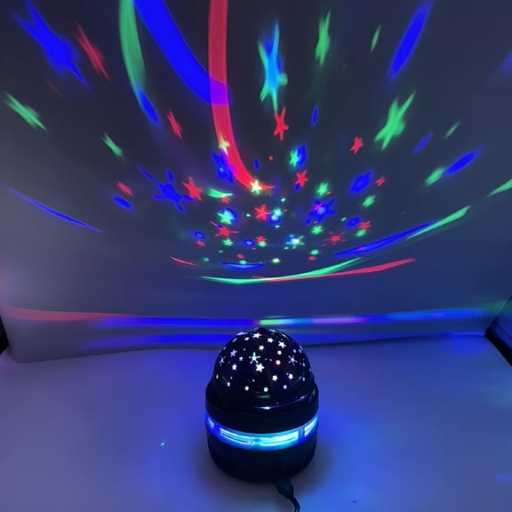 HIBIBUD Rotating LED Star Night Light USB Disco Stage Party Ball Light (Black)