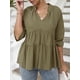 thumbnail image 4 of Blusa de media manga para mujer con cuello en V y cuello en V suelta Irfora Jerseys de mujer, 4 of 7