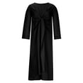 thumbnail image 4 of USSUMA Womens Summer Dresses Womens Dresses Long Sleeve Crew Neck Casual Solid Color Retro Maxi Dress Trendy Dress Loose Dress Outdoor Festive Fashion Black Dress Size-L, 4 of 7