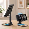 thumbnail image 4 of WIRESTER Black Foldable Phone Stand for Desk, Adjustable Portable Cell Phone Holder for iPhone 17, 16, 15, 14 and Android Smartphones - Seashells On The Beach, 4 of 6