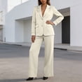 thumbnail image 2 of Purcolt Womens 2 Piece Pant Suit Elegant Casual Lapel Long Sleeve Blazer High Waist Wide Leg Trousers Formal Business Work Office Matching Set, 2 of 9