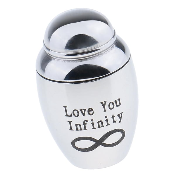 Mini urna de acero inoxidable para cenizas, recuerdo conmemorativo de cremación, contenedor de cenizas. Te amo infinito