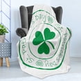 thumbnail image 4 of St. Patrick's Day Soft Flannel Fleece Blanket, Stamp Like Design Greetings for Party March 17 Lucky Shamrock Print, Cozy Plush for Indoor and Outdoor Use, 50" x 60", White and Green, by Ambesonne, 4 of 5