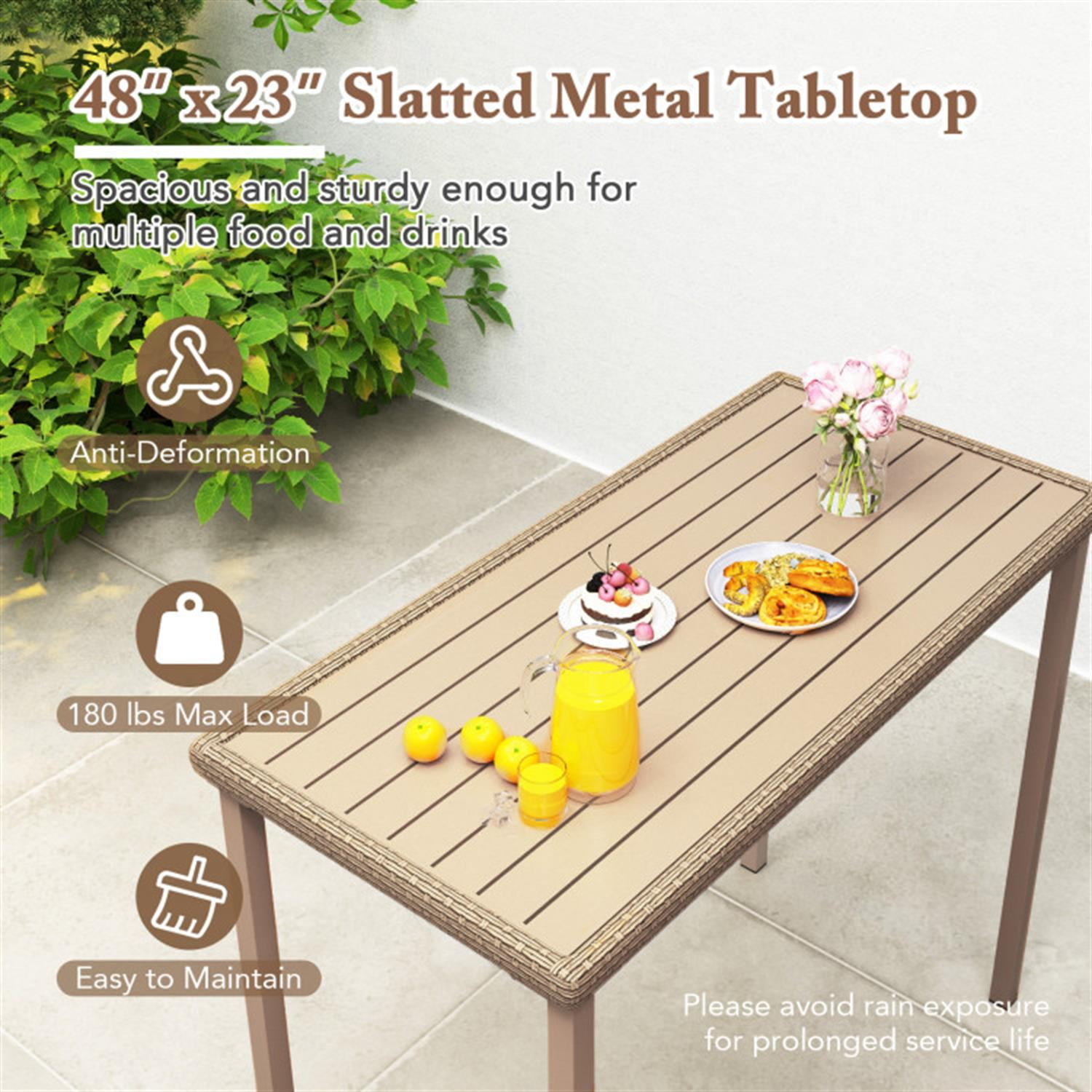 Demi Bonn 3 Pieces Patio Bar Table Set with Height Table and 2 Armless Chairs, Outdoor Bistro Sets Accent Furniture for Yard, Garden, Brown