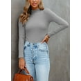thumbnail image 3 of Vafful Women's Long Sleeve T Shirt Mock Neck Slim Tops for Womens Fitted Ribbed Pullovers Tee Top S-XXL Gray, 3 of 10
