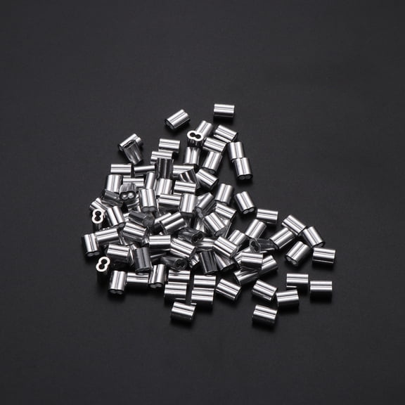 Toyvian 100 Pieces Steel Wire Rope Clips with Sleeves, Crimping Hardware for Secure Cable Fastening