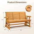 thumbnail image 4 of Ktaxon Outdoor Patio Glider Bench 3 Person Wooden Swing Seat with Cup Holders, 60.4in, Teak, 4 of 9