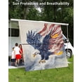 thumbnail image 3 of 4th of July RV Awning Sun Shade Screen 9'X7' Bald Eagle Mesh Sunscreen Watercolor Patriotic Waving American Flag Awning Shade Screen with Zipper UV Blocker Completed Kits for RV Motorhome Camper, 3 of 7