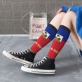 thumbnail image 7 of Women's Knee High Socks Haitian Flag Pattern Thermal Soft Knee Long Socks, 7 of 7