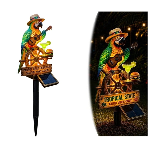 Solar-Powered Parrot Garden Light, Whimsical Yard Decor and Patio with Lamp, Waterproof Patio Decorations for Lawn, Backyard, Pool, Party (Style G)