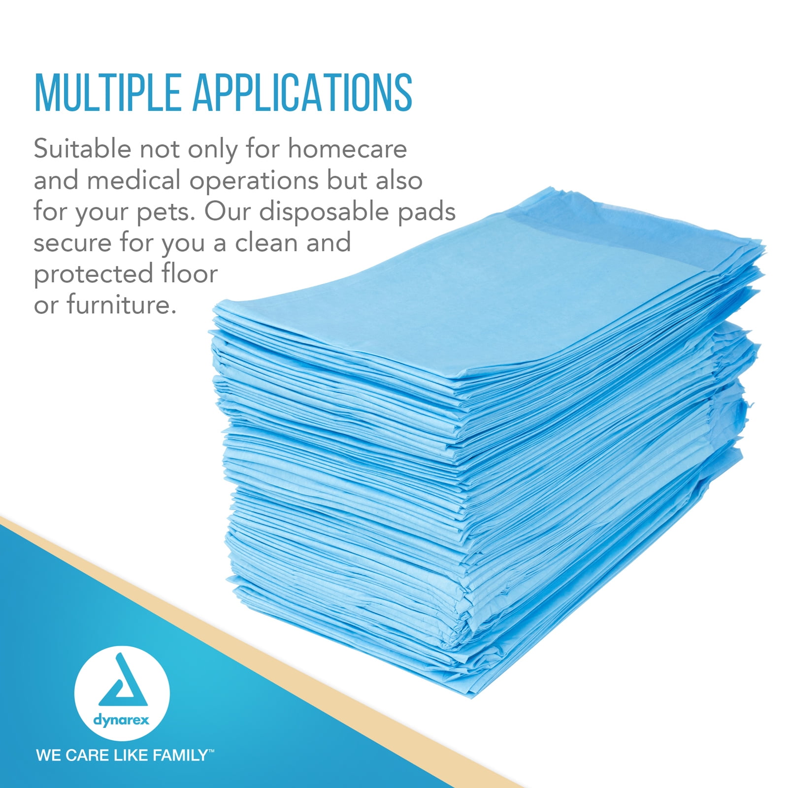 Dynarex Disposable Underpads, Medical-Grade Incontinence Bed Pads to Protect Sheets, Mattresses, and Furniture, 23”x24” (31g), 1 Case of 200 Disposable Underpads (2 Boxes of 100)