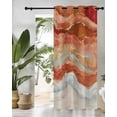 thumbnail image 3 of Abstract Orange Thermal Insulated Blackout Curtains for Bedroom 24 Length Gradient Beach Ocean Wave Oil Painting Room Darkening Curtain 1 Panel Grommet Window Curtain Drape for Living Room, 3 of 7