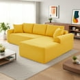 thumbnail image 4 of GJQ 103" Boneless Couches, Modular Sectional Sofa with Oversized Chaise, L-Shape Cloud Couch with Deep Seat, for Living Room，No Assembly Required(Yellow,Corduroy,Left Facing Chaise), 4 of 12