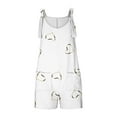 thumbnail image 4 of Nrmvnmi Womens Summer Casual Sleeveless Printed Short Rompers Adjustable Strap Loose Shorts Jumpsuits Overalls with Pockets White 3XLMothers Day Gifts, 4 of 6