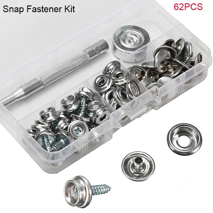 60 Pieces 20 Sets 5/8 Screw Canvas Snap Kit,Stainless Steel Marine Grade Fastener Screw Snap,3/8 Socket Silver, 10mm 