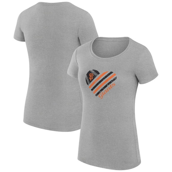 Women's G-III 4Her by Carl Banks  Heather Gray San Francisco Giants Super-Slim Fit Lightweight Heart Graphic T-Shirt