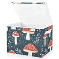 thumbnail image 2 of Red Mushroom Large Storage Bins with Linen Collapsible Lid Storage Box 16.7 x 12.6 x 11.8in, 2 of 7