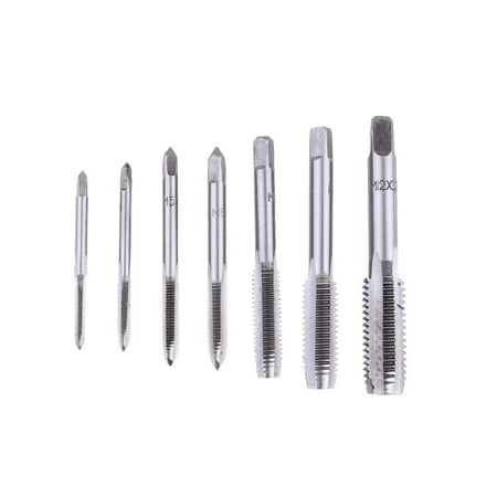 

NUOLUX 7 Pcs Straight Fluted Thread Screw Taps Plug Drill Set DIY Metalworking Hand Tools Kit Tap Die Milling Spiral Hole Cutter (Silver)