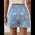 thumbnail image 4 of Shorts Bohemios de Verano con Cintura Alta y Bolsillo para Mujer, de Jacquard Floral Azul L, 4 of 7