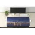 thumbnail image 2 of City Computer Mouse Pad, New York Skyline Manhattan After Sunset Metropolis Downtown Urban Panorama USA, Rectangle Non-Slip Rubber Mousepad X-Large, 35" x 15", Navy Blue Peach, by Ambesonne, 2 of 2