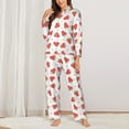 thumbnail image 2 of Fotbe Hand Drawn Strawberry Pattern Long Sleeve Pajama Set for Women,Sleepwear Set,2-piece Loungewear Set,Soft PJs Comfy Nightwear with Pockets -Large, 2 of 7