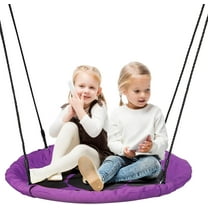 40 Inch Purple Saucer Tree Swing Set for Kids Adults 800lb Weight Capacity Waterproof Flying Swing Seat Textilene Fabric with Adjustable Hanging Ropes for Outdoor Playground, Backyard