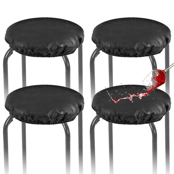 4Pcs  Stool Covers Waterproof PU Bar Stool Covers Anti-Slip Bar Stool Slipcovers with Elastic Bands Black  Seat Cover Machine Washable for 35-45cm Bar  Chair