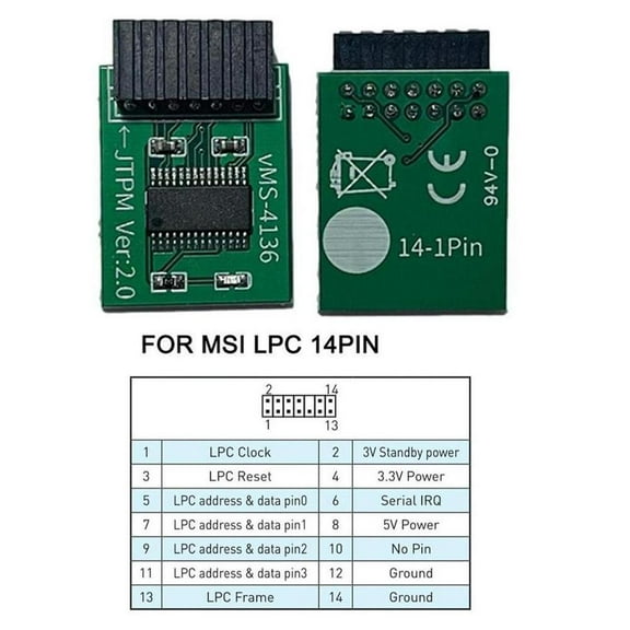Wmool Tpm2.0 Security Module Supports Multi-brand Motherboards 20-1pin 12 14 18 UK