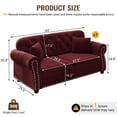 thumbnail image 2 of AENKYO 63" Chesterfield Velvet Loveseat, Mid-Century Modern 2-Seat Sofa with Nailhead Trim and Tufted Back, Burgundy, 2 of 8