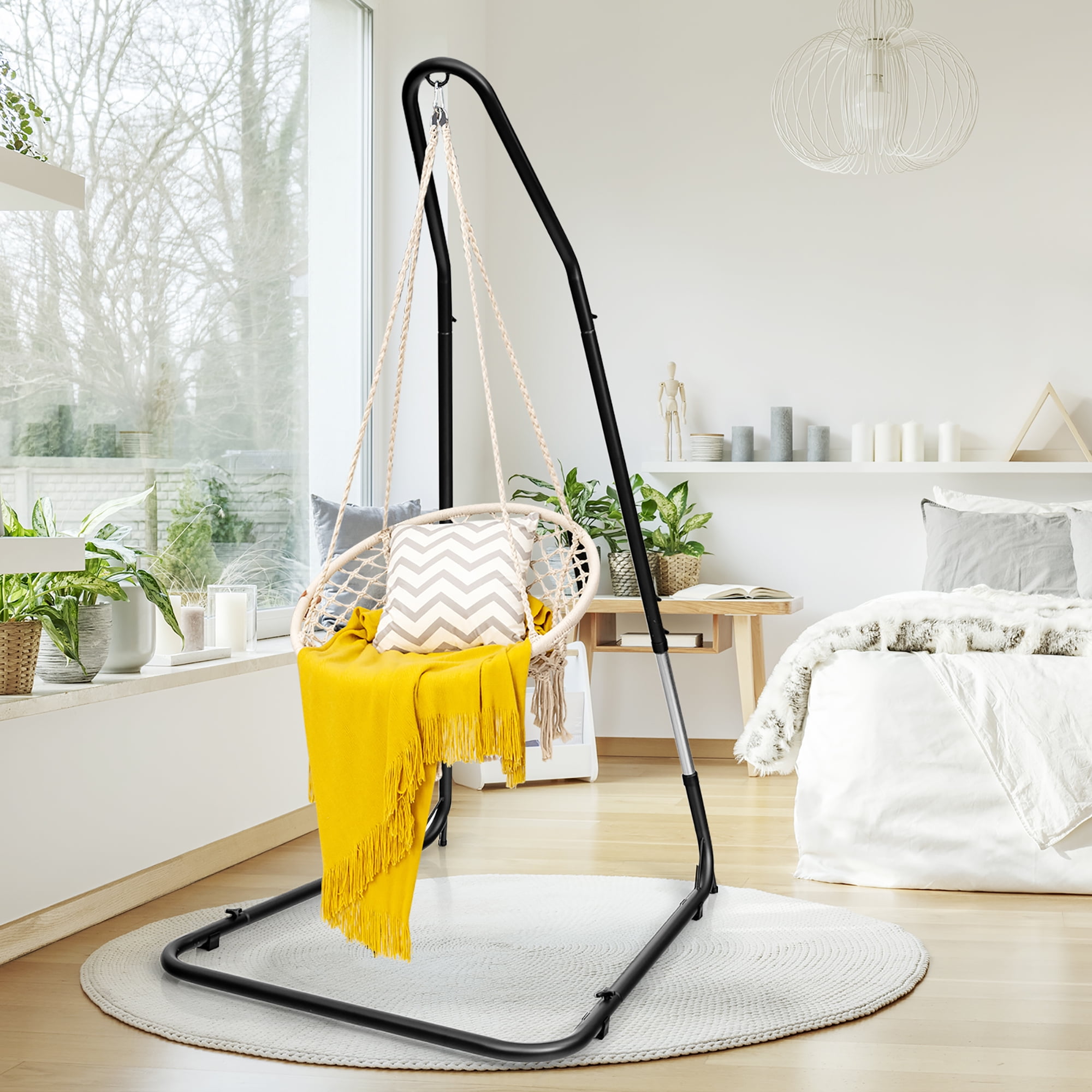 Durable Hanging Hammock C-Stand Rotation Hammock Chair Swing Relax Indoor 