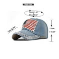 thumbnail image 3 of Odeerbi 4th of July Patriotic Baseball Cap for Men Women 2025 Fashion Retro Metal Drill Flag Letter Print Hat Dark Blue, 3 of 4