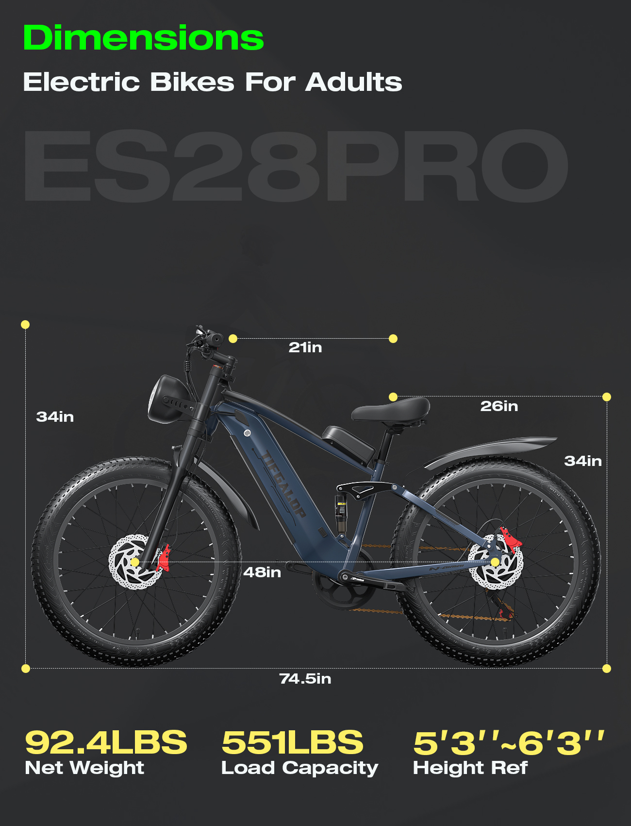 Cleytro Adult Electric Bike, Dual Motor, 52V 22Ah Battery UL 2849 Certified, 26 Inch Tire Off-Road Electric Mountain Bike, Full Suspension, 7 Speeds, Unisex Electric Bike