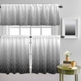 thumbnail image 4 of Abstract Stripe Black Gradient Curtain Tier and Valance Set 3 Piece, Modern Morocco Line 3-inch Rod Pocket Window Tier Curtains Valance for Kitchen Living Room, 4 of 9