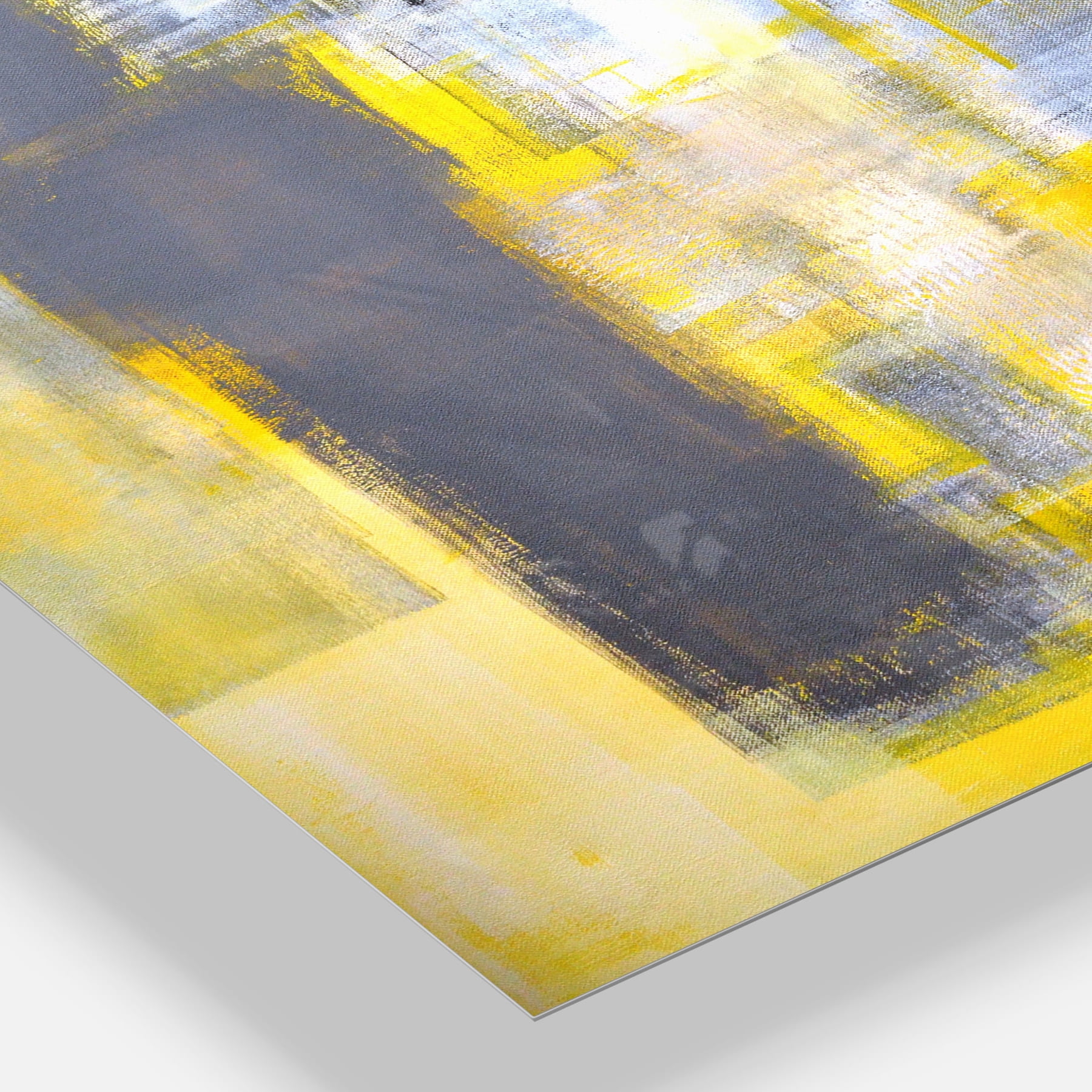 Designart 'Grey and Yellow Blur Abstract ' Abstract Metal Wall Art