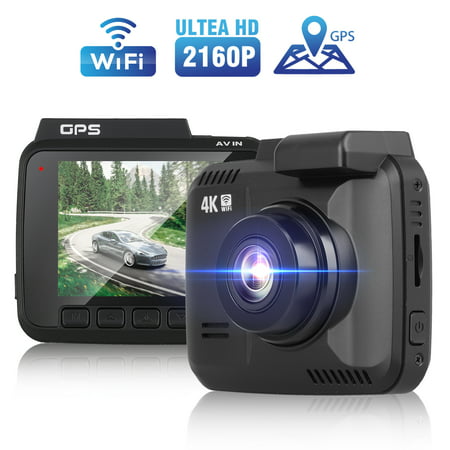 4K Dash Cam Built in WiFi & GPS, UHD 2160P Car Dashboard Camera Recorder with Super Night Vision, Loop Recording, Parking Monitor, Motion Detection&Slow-mo Video,ect.up to 128GB SD