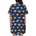 thumbnail image 6 of Fuzoiu Planets And Stars Print Women's Short-Sleeved Pajama Set,Lounge Sleepwear Set,Womens Pajama Sets 2 Piece,Button-Up Top and Shorts with Pockets-Small, 6 of 7