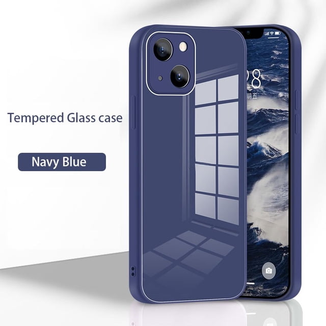 Funda de teléfono con espejo templado, carcasa de protección completa con lente cuadrada para IPhone 14, 11, 13, 12 Pro Max, Mini, XS, XR, X, 7, 8 Plus Fivean unisex