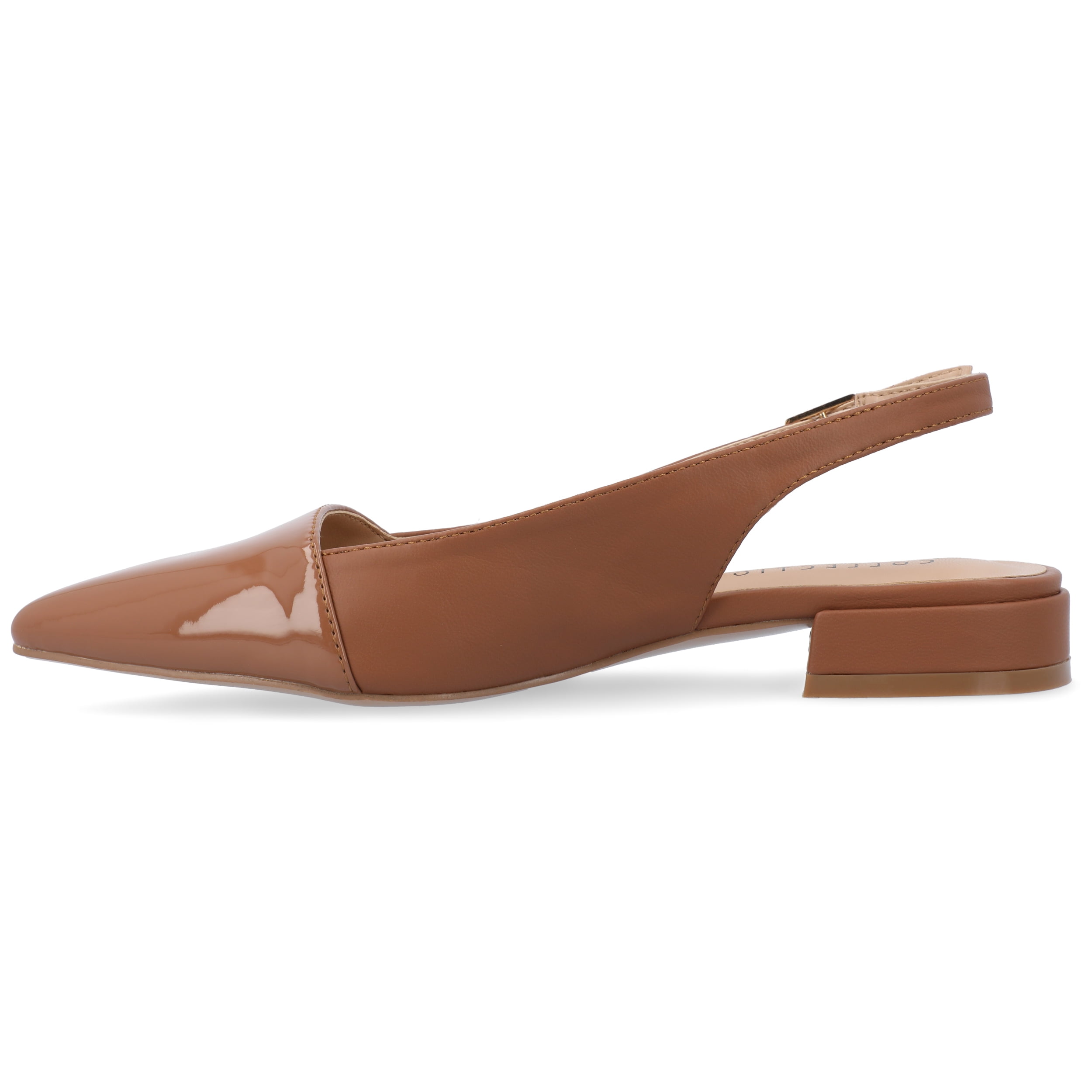 Journee Womens Bertie Sling Back Two Tone Pointed Toe Flats