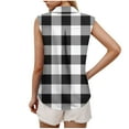 thumbnail image 6 of ABATAB Summer Tops for Women Sleeveless Button Down Shirt Tunics V Neck Business Plaid Casual Collared Blouses T Shirt, 6 of 6
