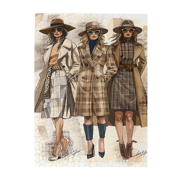 500 PCS Fashionable Woman - 500 Piece Charm Jigsaw Puzzles,Enjoy The Puzzle Solving Process,Featuring Retro And Beautiful Illustrations,Depicting A Group Of Fashionable Women,Funny Wooden Puzzle