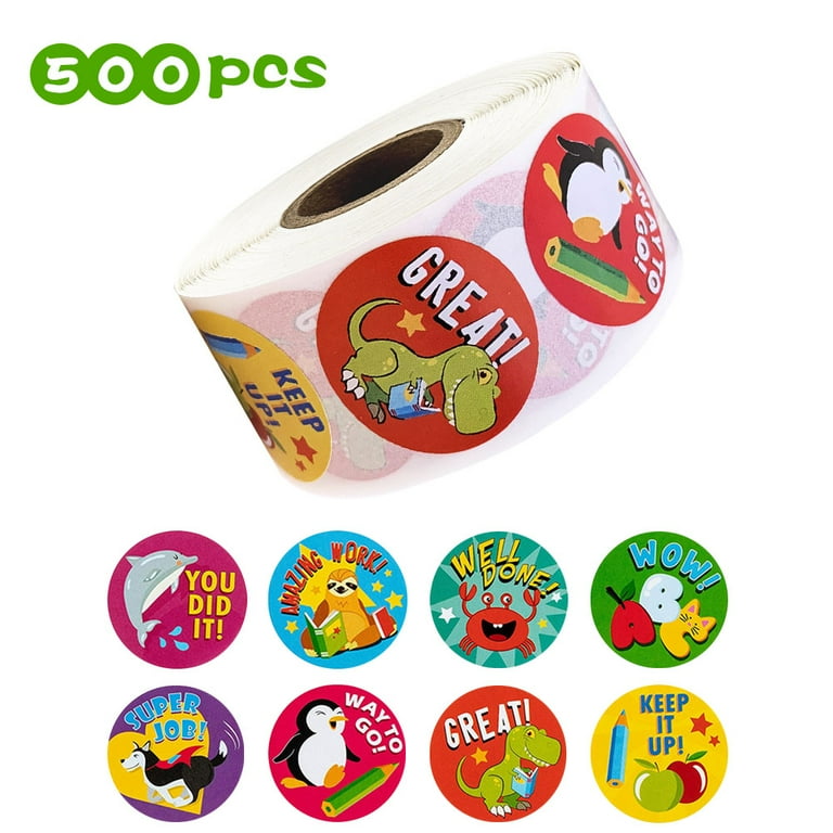 100-500Pcs Colorful Round/Heart Shape Stickers for Kids Reward
