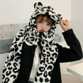 thumbnail image 3 of Herrnalise Women Winter Cute Cow Ear Warm Sweet Plush Scarf With hood Hat Cap, 3 of 6